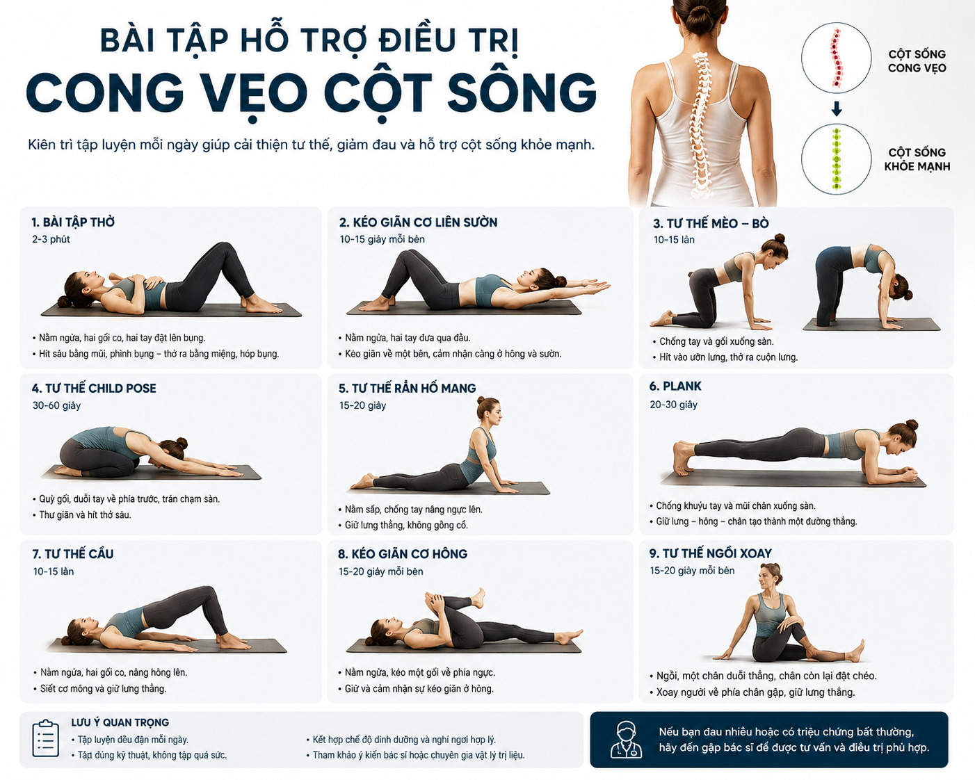 tập bài tập cong vẹo cột sống